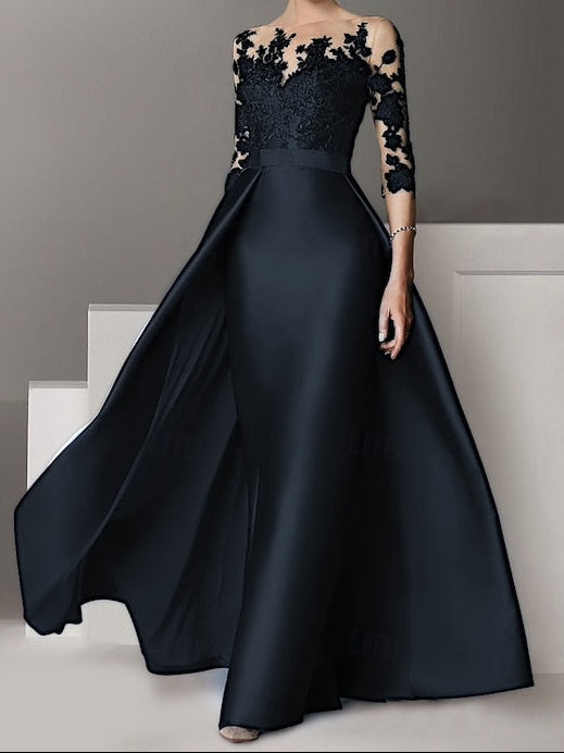 Sweep Gown Evening Elegant Guest Wedding A-Line Brush / Dress