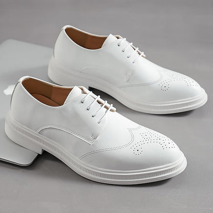 Men's Oxford Perforated with Shoes Leather Faux White