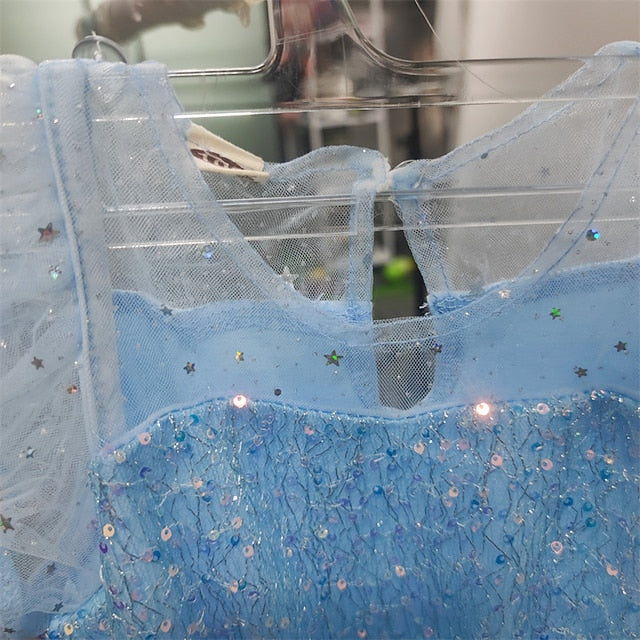 Girl Cloak Dress Cosplay Elsa Flower Frozen Princess