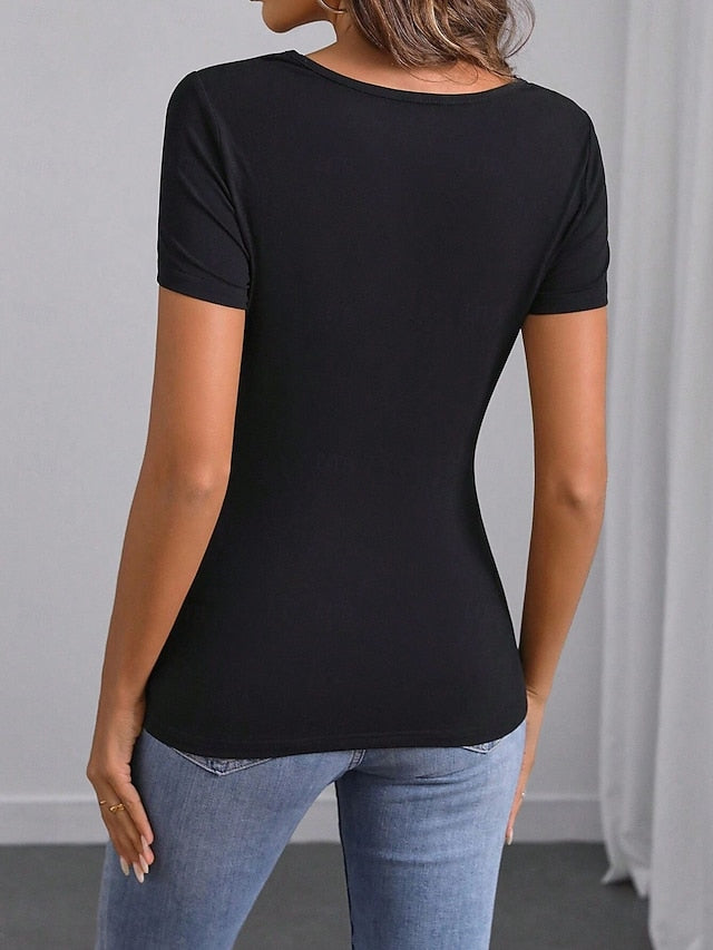 Women's Embroidered T-shirt Patchwork Embroidered Graphic