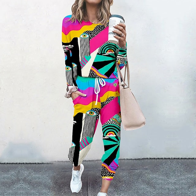 Women's Sweatshirt Tracksuit Pants Sets Streetwear Cinched