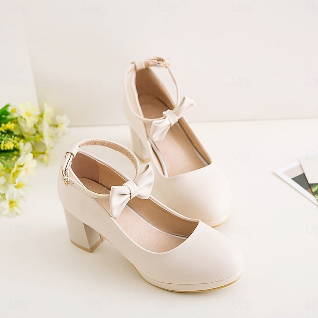 White for Bow Jane Shoes Girls' - Perfect Weddings Mary