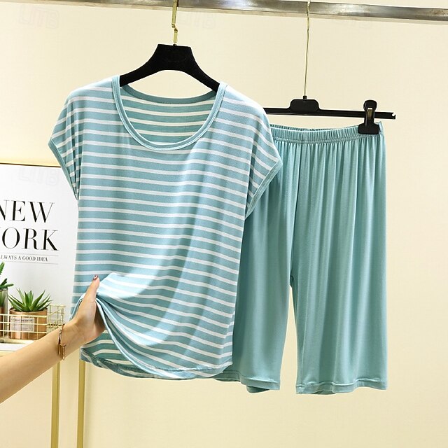 Women's Pajamas Loungewear Casual Stripe Elastic Waist