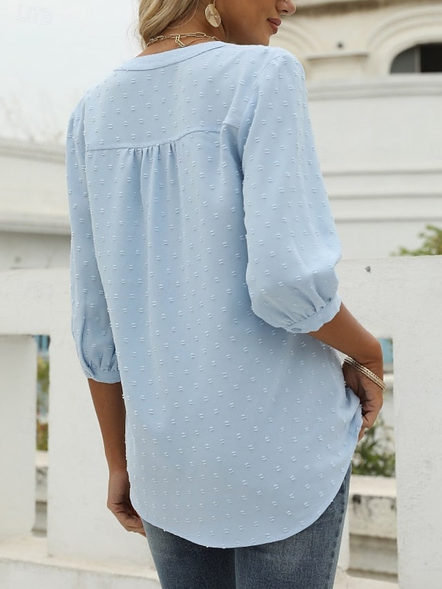 Women's Blouse Buttons Solid Color Elegant Stylish Casual