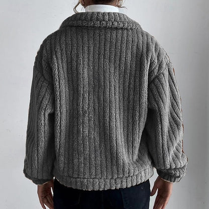 Warm Casual Coat Buttons Comfortable Plain Women's Teddy