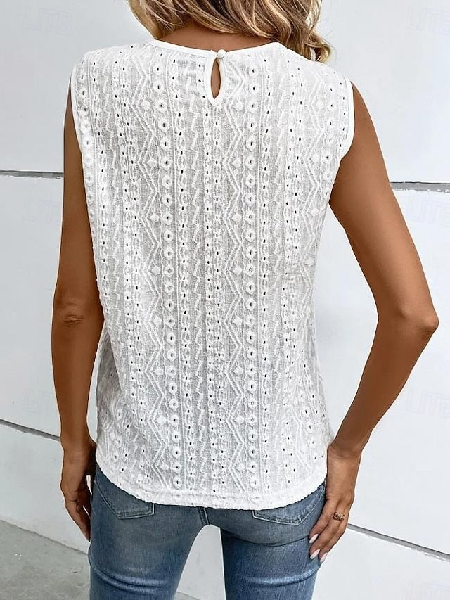 Women's Blouse Stylish Modern Solid Color Lace Sleeveless