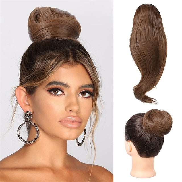 Messy Hair Bun Top Knot Clip in Bun Fake Hair Bun Ponytail