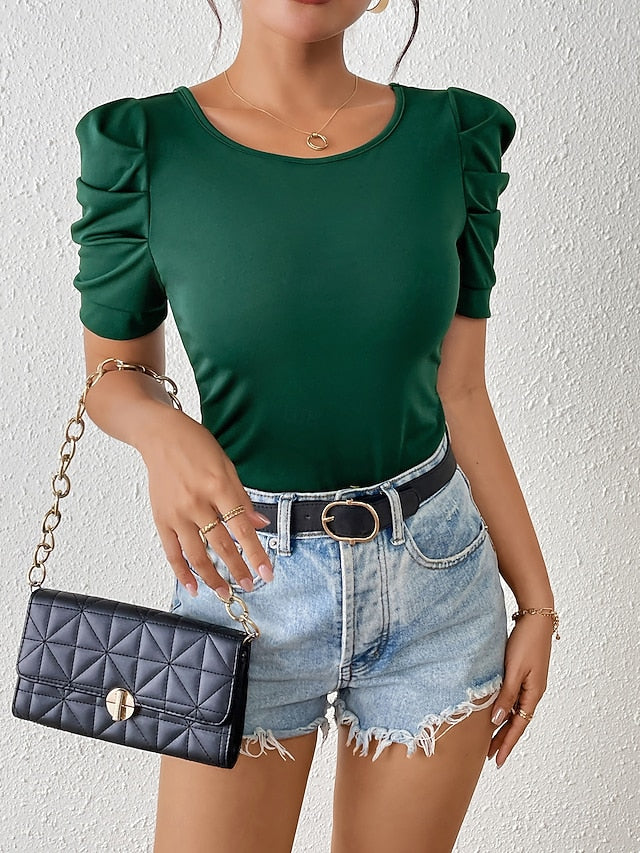 Women's Cold Shoulder Tops T Shirt Patchwork Bow Backless