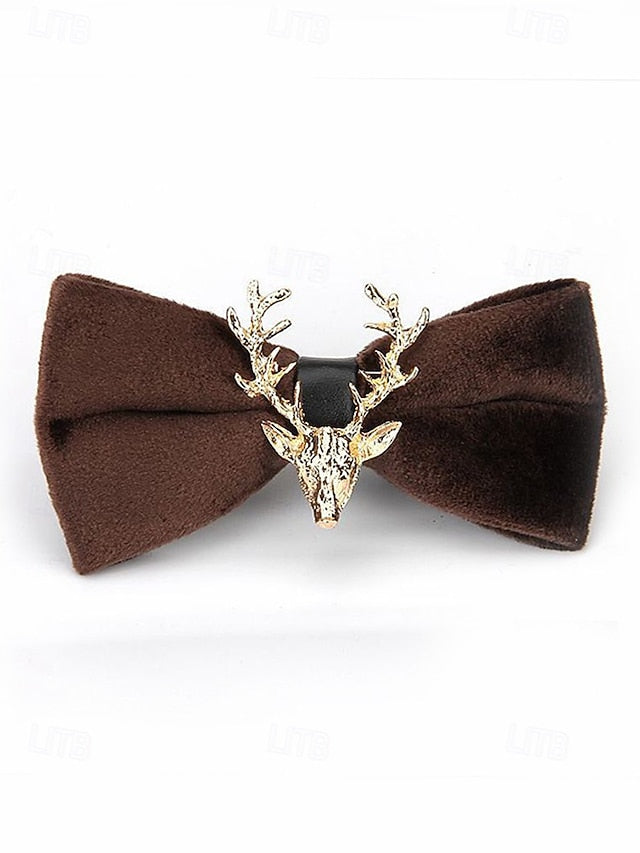 Velvet Deer Pin with Men's Bow Gold Head Tie