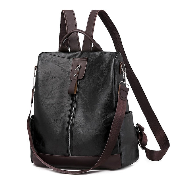 Convertible Backpack Faux Leather Caramel Purse Women's