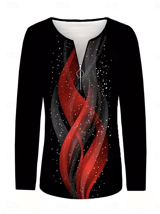 Women's T Shirt Zipper Print Graphic Geometric Abstract