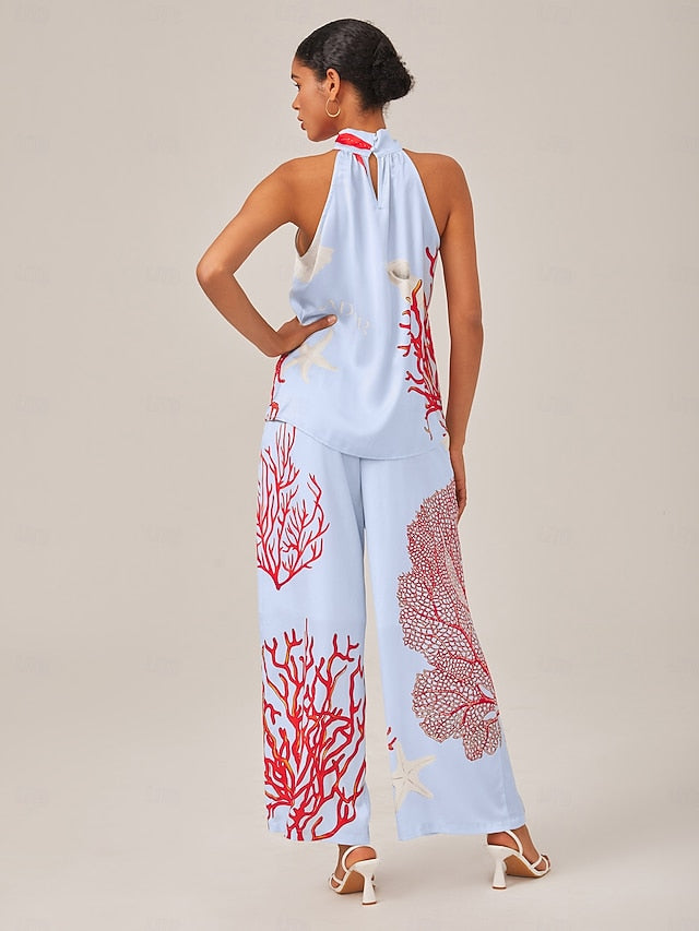 Vacation-Style Set With Ocean-Inspired Print