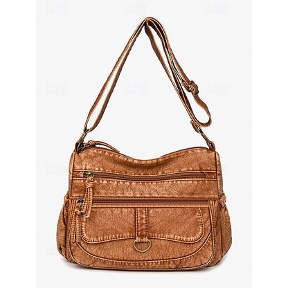 Crossbody Brown Vintage Women's Faux Bag with Leather