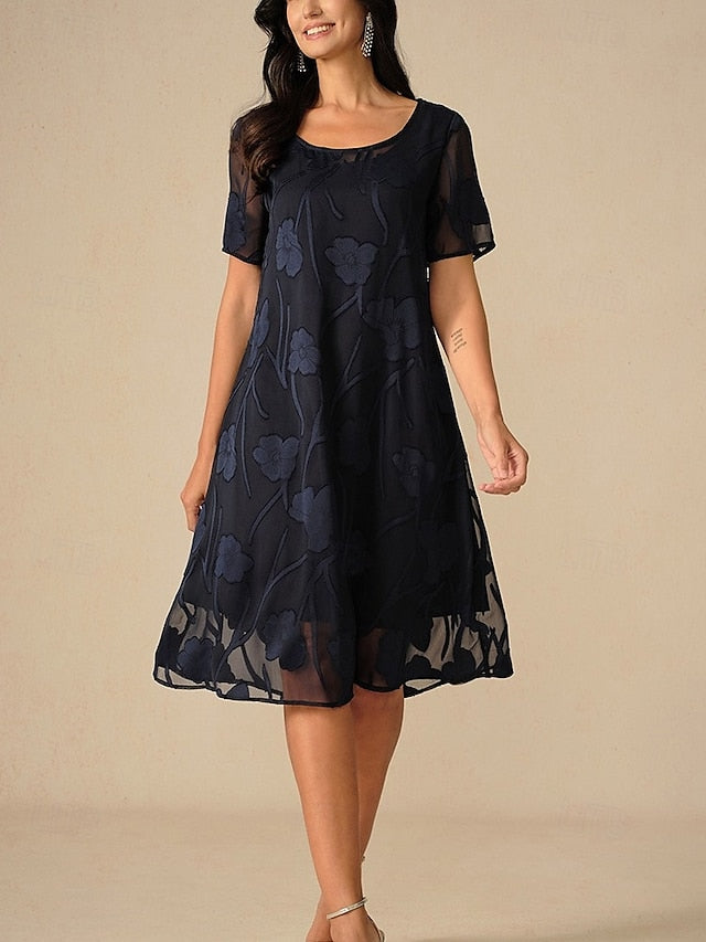 Women's Knee Length Dress Chiffon Dress Elegant Casual