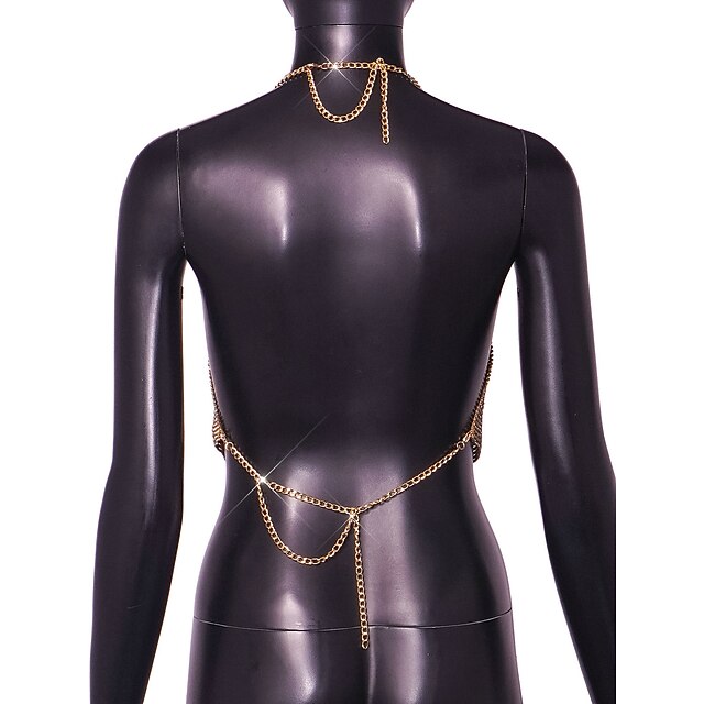 Metallic Crop Chain Backless Body Tank Top Camisole Sparkle