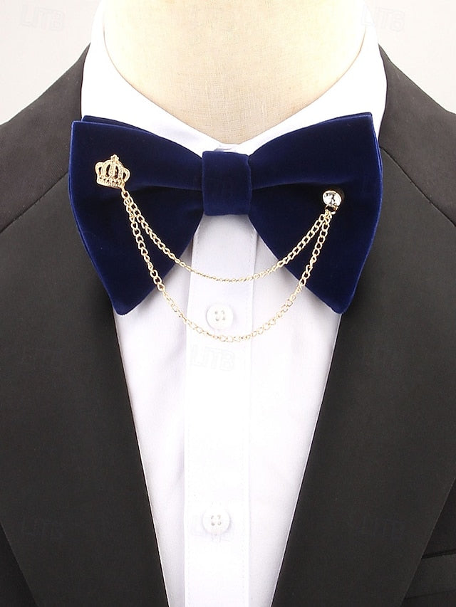 Tie Chain Crown Bow Velvet and with Men's – Detail