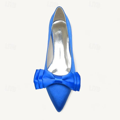 Women's Flats Pointed Party Low Shoes Heel Wedding Bowknot