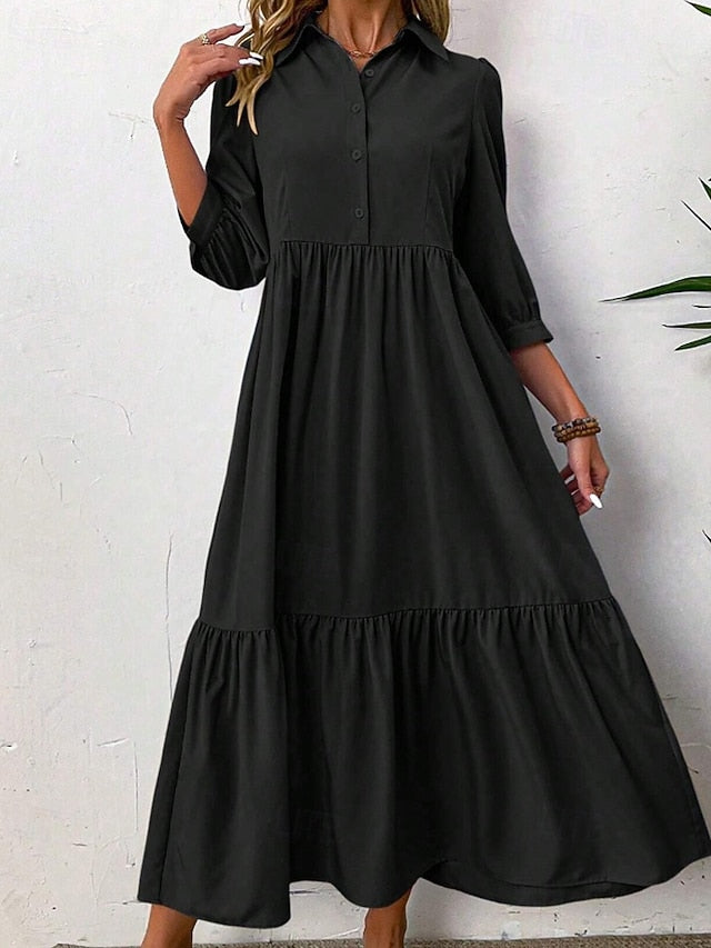 Women's Midi Dress Shirt Dress Fashion Modern Outdoor