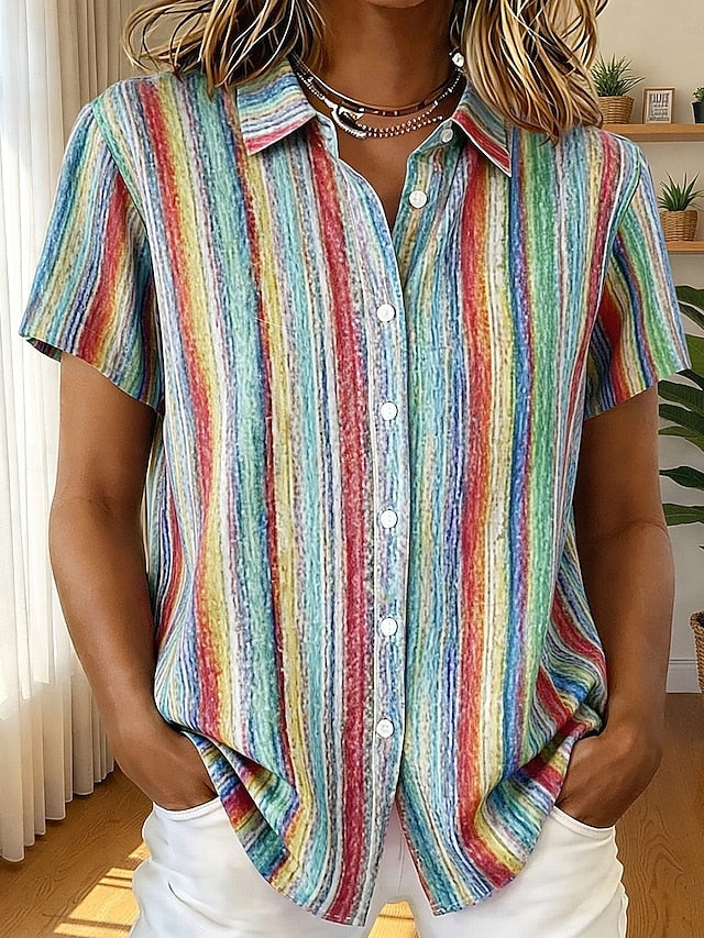 Women's Shirt Graphic Geometric Striped Vintage Tropical