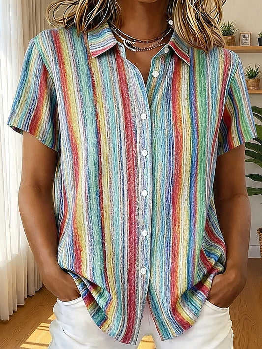 Women's Shirt Graphic Geometric Striped Vintage Tropical