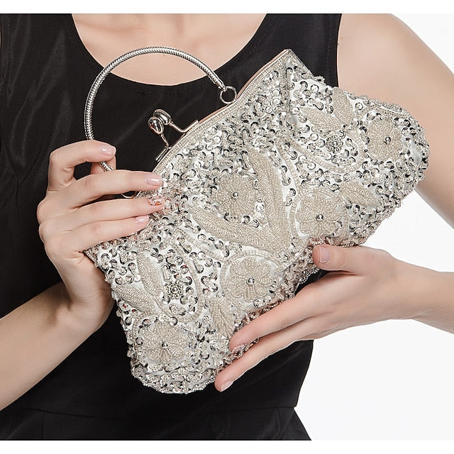 Beaded Evening White Clutch – Purse Vintage Women's