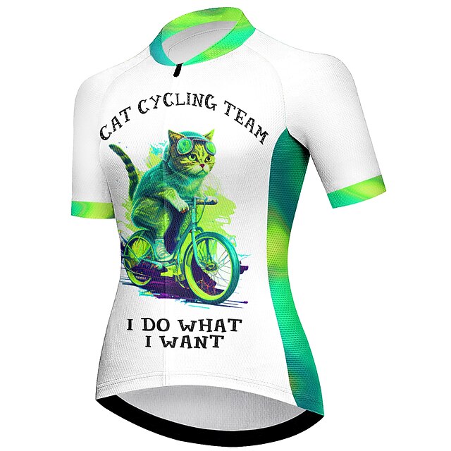 Women's Cycling Jersey Cat Funny Short Sleeve Bike Jersey