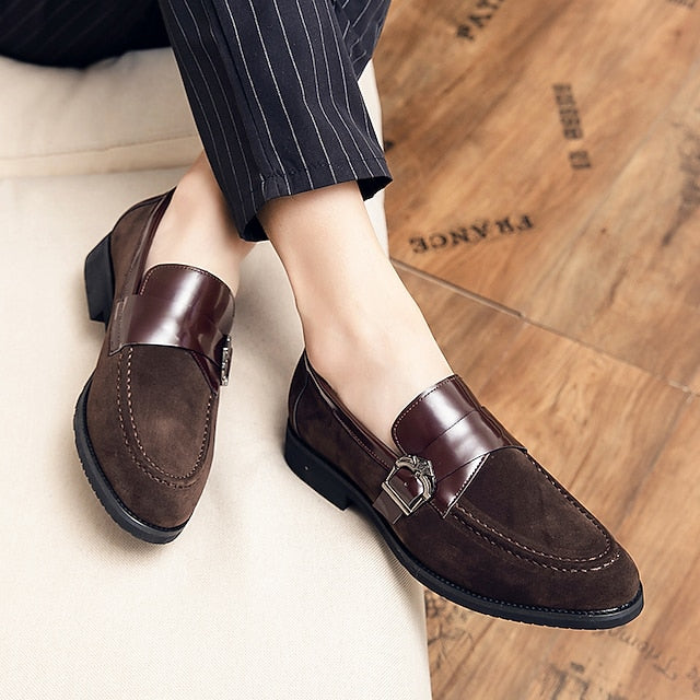 Men's Leather Metal and Loafers Suede Strap with Patent