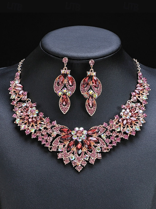 Elegant Green Statement Set – Jewelry Crystal Necklace