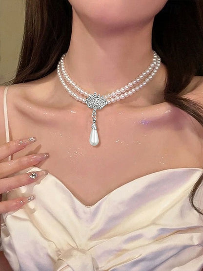 Set Double-Layer Elegant Necklace – Jewelry Bridal Pearl