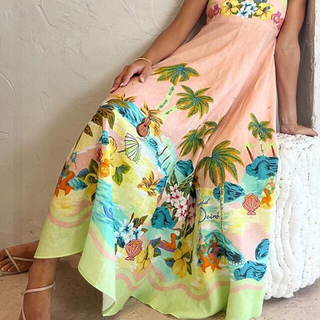Women's Midi Dress Summer Dress Slip Dress Print Dress