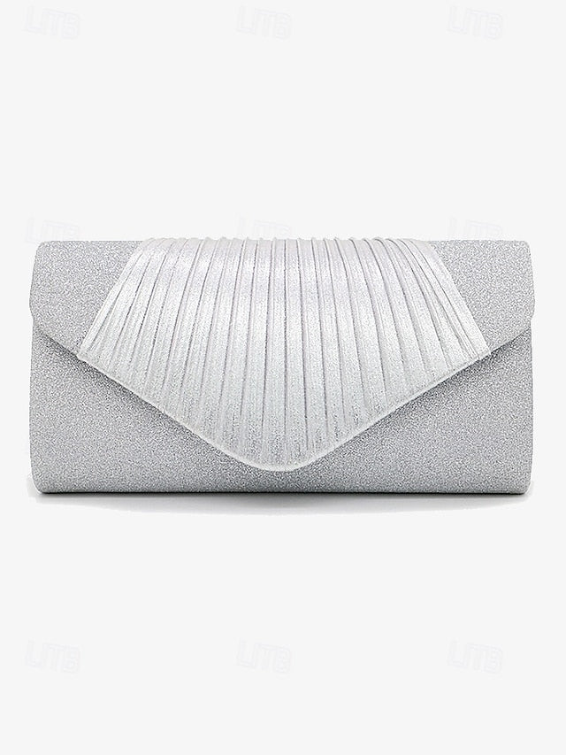 – with Pleated Evening Glitter Bag Champagne Design Clutch