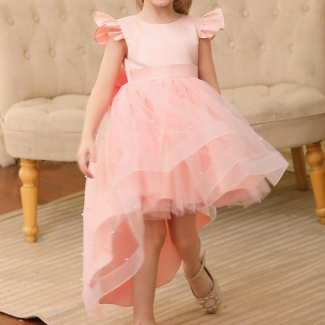 Dress Girl Color Solid Girls' Kids Party Flower
