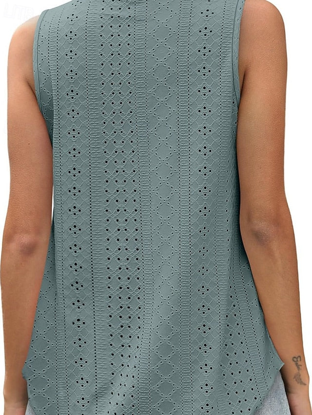 Women's Summer Tops Blouse Eyelet top Dressy Tops Ruched