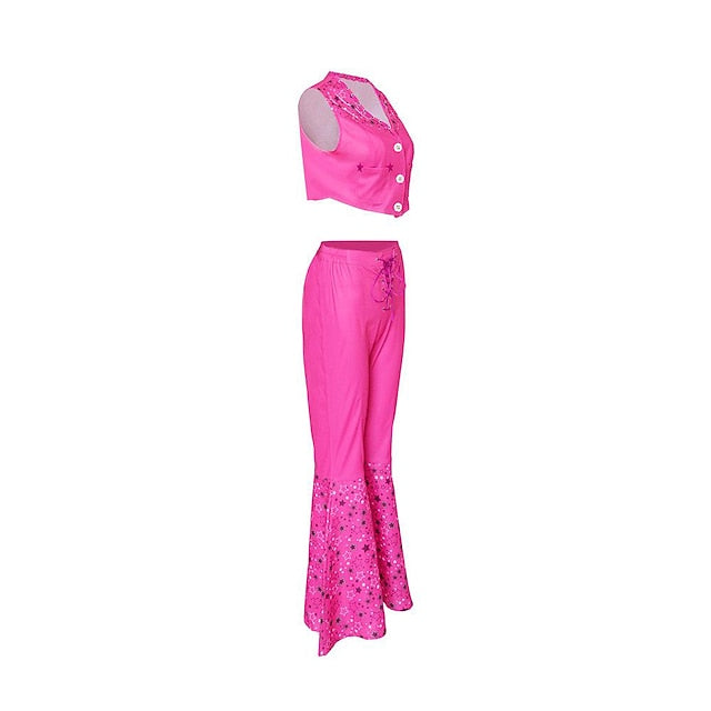 Pink West Cowgirl Outfit Doll Pants Vest Scarf Women's