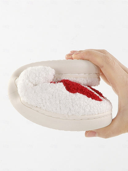 and - Soft with Red Slippers Design Bowknot White Women's