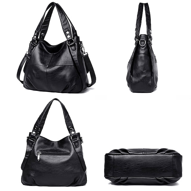 Bag Burgundy – Faux Women's Large Leather Shoulder