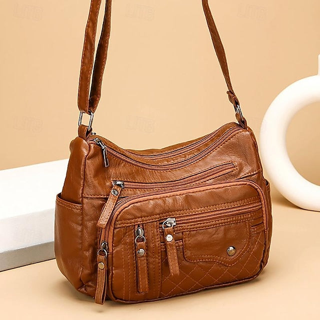 Leather Multiple Women's with Bag Quilted Crossbody Faux