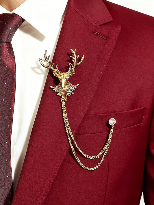 Christmas Men's with Brooch Lapel Deer Pin