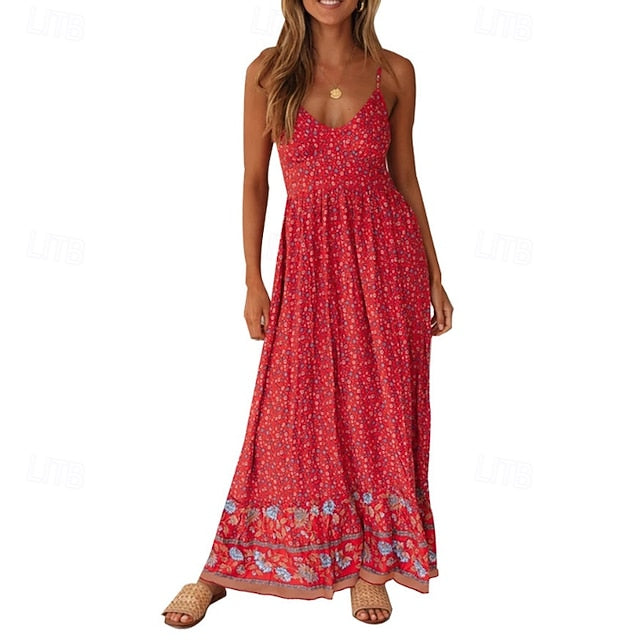Women's Midi Dress Floral Dress Slip Dress Print Dress