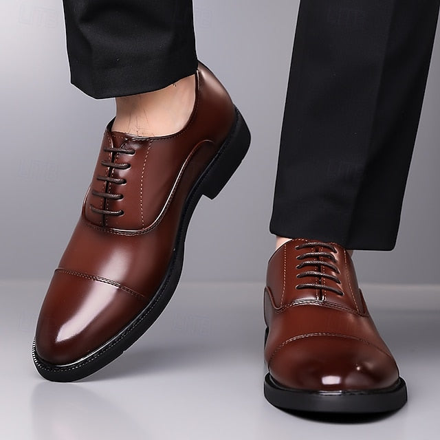 Shoes Cap-Toe – Oxford Design Classic Men's Brown