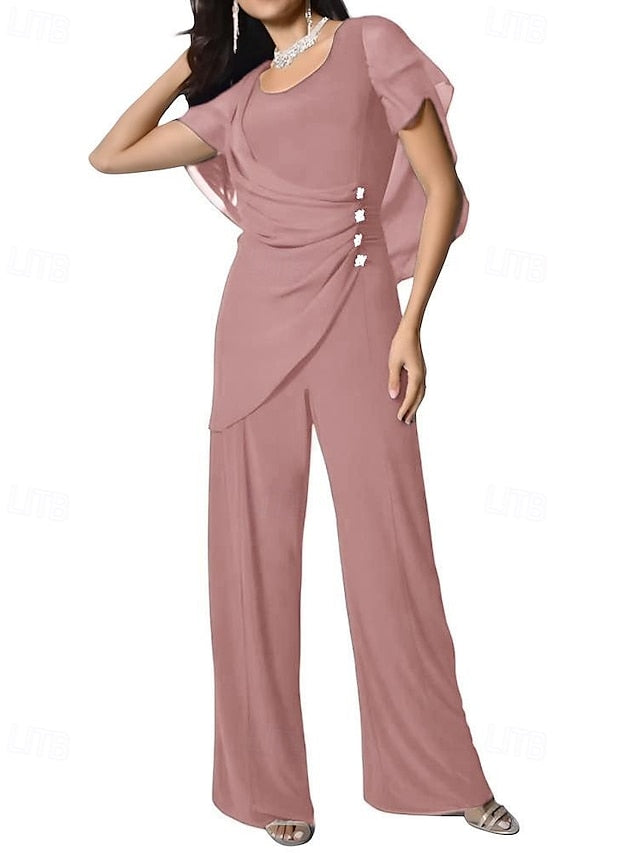 Dress Mother / Bride Jumpsuit of the Elegant Pantsuit Cape