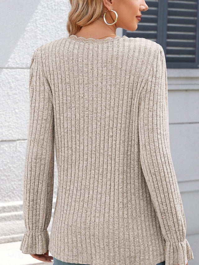 Women's Lace Shirt Lace Solid Color Stylish Modern Casual