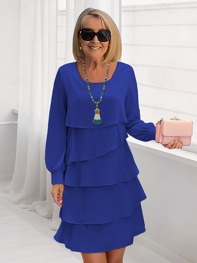 Women's Midi Dress Tiered Dress Elegant Going out Regular