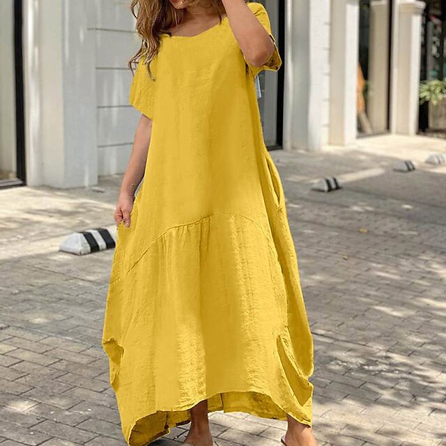 Women's Black White Yellow Summer Spring Maxi Dress White