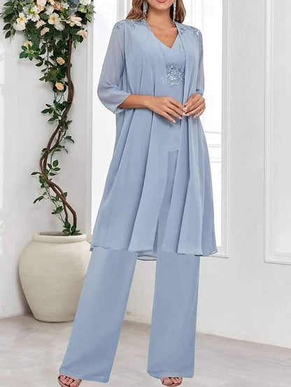 Piece Wedding the Guest V 3 Elegant Dress Mother of Simple Bride