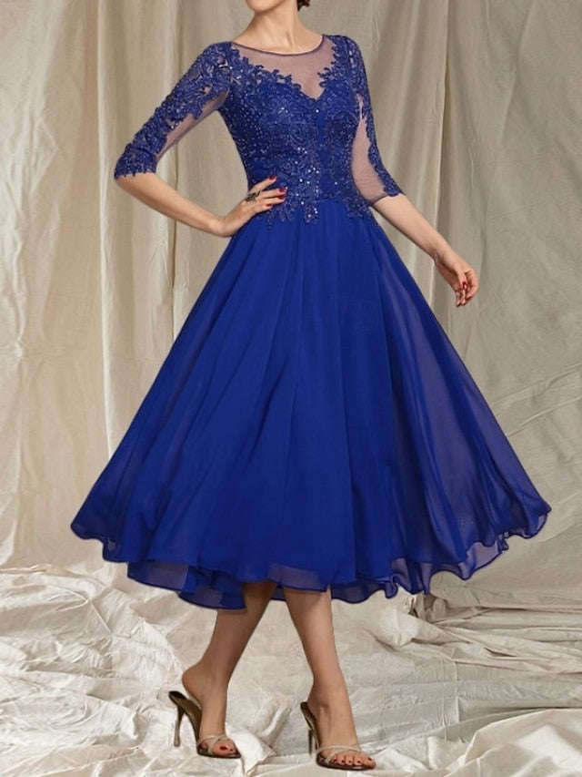 Wedding of Dress Bride the Elegant Neck Mother A-Line Crew Guest