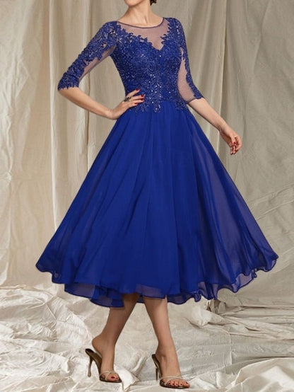 Wedding of Dress Bride the Elegant Neck Mother A-Line Crew Guest