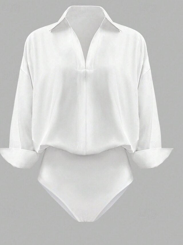 Women's Shirt Blouse Plain Stylish Basic Casual Long Sleeve
