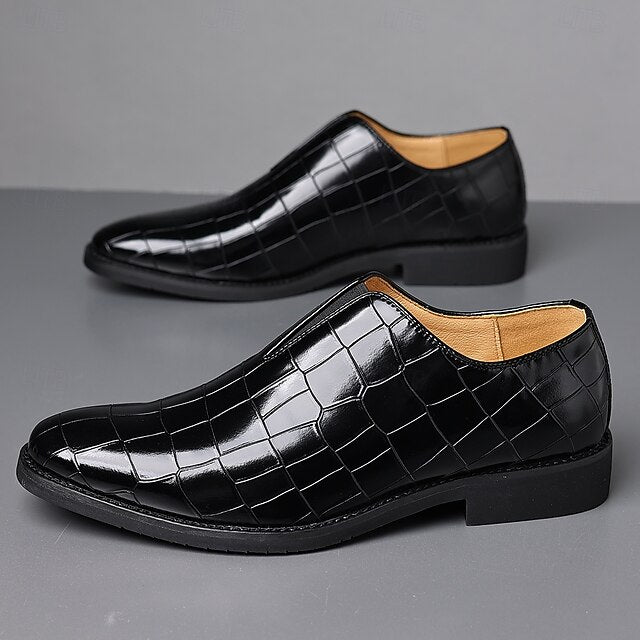 Burgundy Men's Shoes Slip-On Crocodile – Pattern