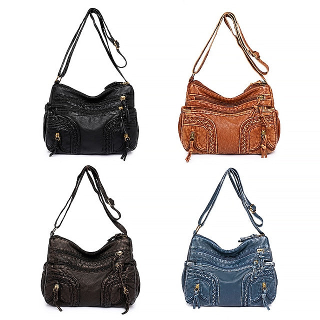 Leather Women's Faux Shoulder Brown Vintage Bag – Boho